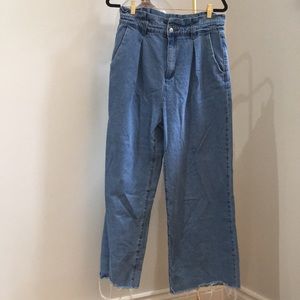 WIDE LEG JEAN CULOTTES WITH TRIMMED HEM